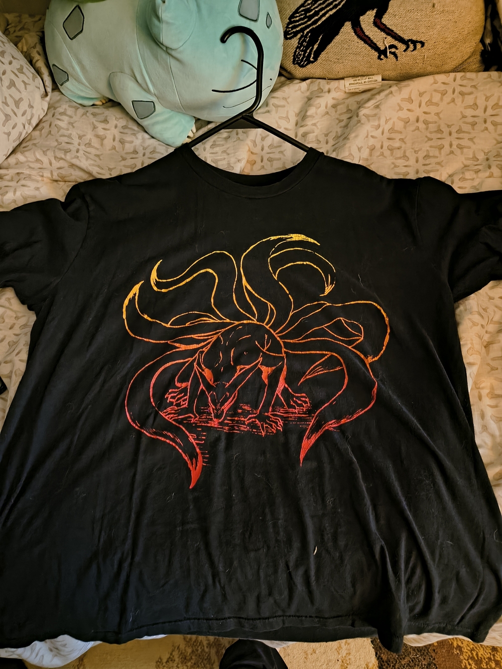 Ripple Junction Black Naruto Shippuden Logo Tee with Gold Print Kurama